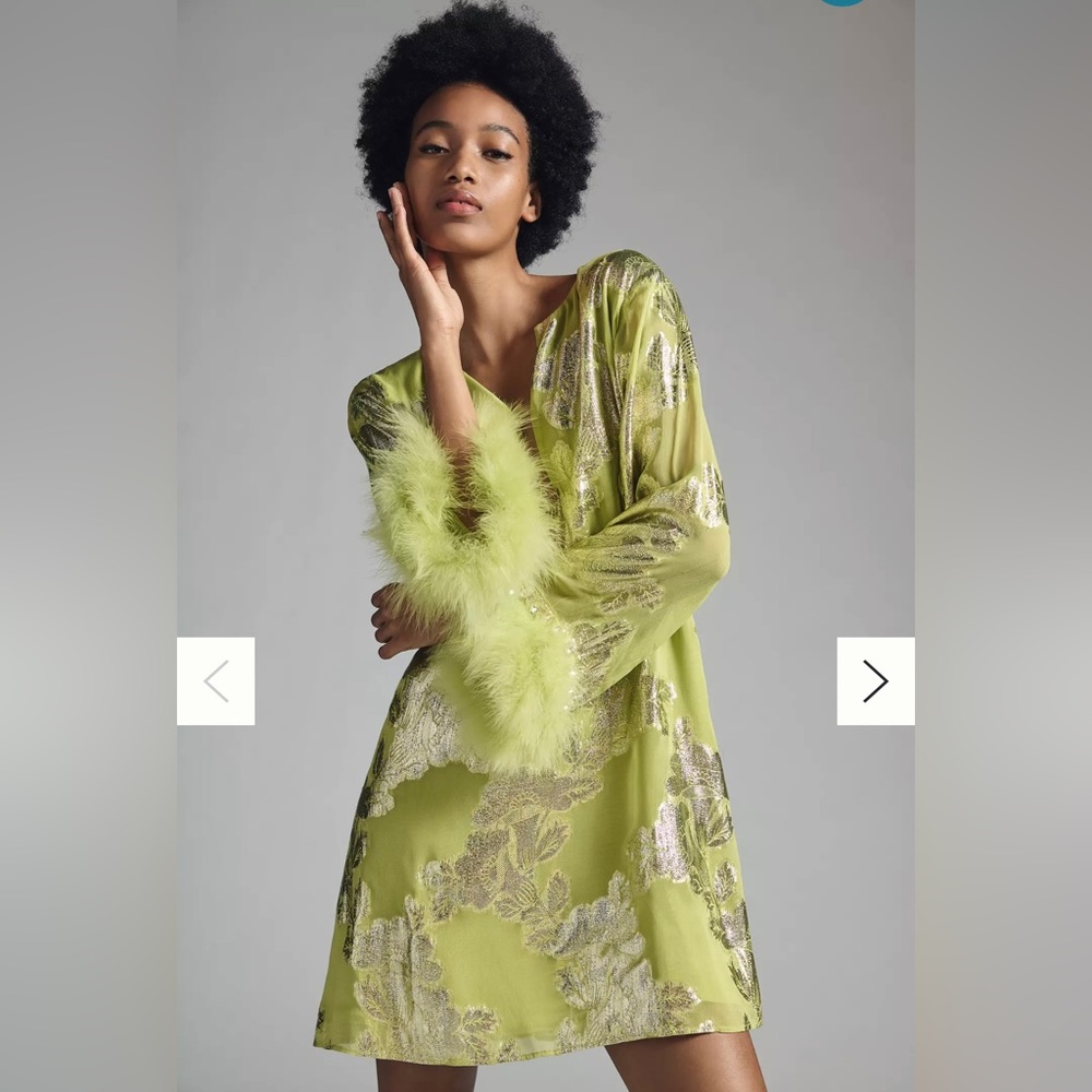 Anthropologie SHRUTI SANCHETI FAUX FEATHER DRESS - Size Small